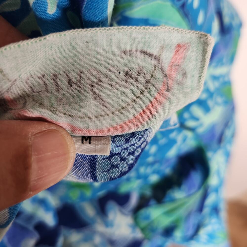Rainbow Jo Hawaiian Short Sun Dress Womens Medium Dolphin Print Beachy Vacation - Picture 9 of 11